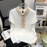 Летняя шифоновая футболка, ретро рубашка, большой размер, в западном стиле, подходит для полных девушек, по фигуре, короткий рукав