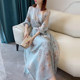 2022 new large size women's autumn chiffon sexy fairy dress fat sister looks thin and age-reducing long skirt to cover belly