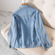 Plus-size women's clothing 2022 autumn new fat sister looks thin fashion loose design sense of diamond studded bead denim jacket