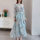 2022 new large size women's autumn chiffon sexy fairy dress fat sister looks thin and age-reducing long skirt to cover belly