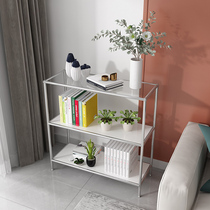 Minima Medieval Stainless Steel Glass Shelve Creativity Floor Multilayer Show Shelf Room Bedrooms Net Red Bookshelves