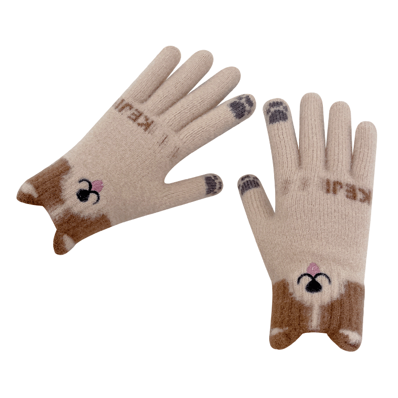 Winter female cute cartoon gloves to protect against cold and keep warm
