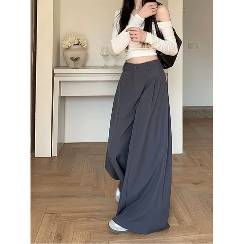 Пиджак классического кроя, черные штаны для отдыха, высокая талия, свободный прямой крой