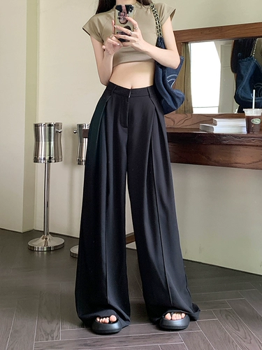 Пиджак классического кроя, черные цветные штаны, осенний, высокая талия