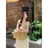 Сиреневый летний короткий топ с чашечками, французский стиль, китайский стиль