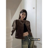 Коричневый лонгслив, летняя короткая куртка для отдыха, в американском стиле, свободный крой