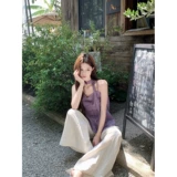 Сиреневый летний короткий топ с чашечками, французский стиль, китайский стиль