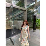 Летний корсет, юбка, цветочный принт, эффект подтяжки, французский стиль, яркий броский стиль, А-силуэт