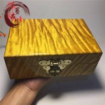 Sichuan gold silk nanmu jewelry box Daye Zhennan jewelry box water ripple single board mortise and tenon craft solid wood copper buckle