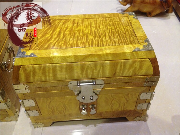 Golden Wire Nanwood Jewelry Box Large Leaf Nanwood Makeup Case Water Ripple Golden Wire Nanwood Jewelry Box Process Gift Case