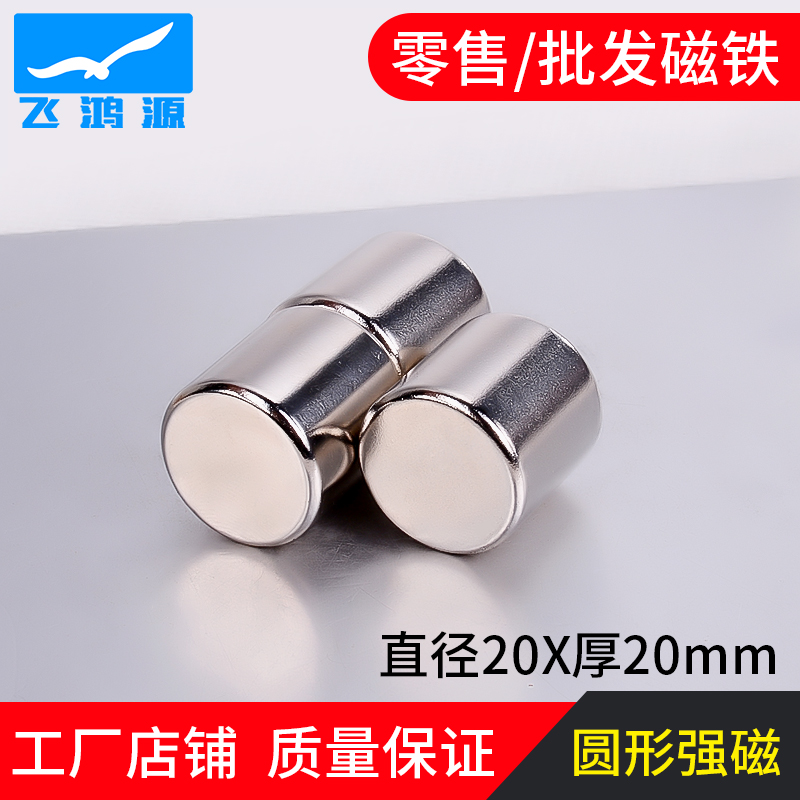 20X20 Magnet Powerful Magnet Neodymium Iron Boron Magnet Round Magnet Strong Magnetic Rigid Magnet Permanent Magnet