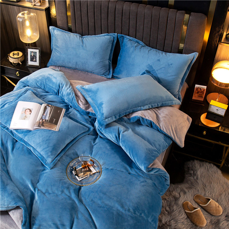 Winter coral velvet duvet cover Single thickened double-sided flannel student single dormitory plus fluff velvet double quilt cover