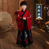 Boy Han clothes Spring and autumn China Wind and ancient clothes Little Boy Tang Costume Children Clothes Red Few Lord Clothes Children Play Out For Summer Season