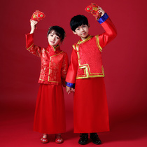 Chinese style flower childrens gown childrens ancient clothes for men and women Chinese wind wedding young girl wedding show and suit