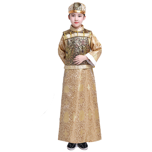 Children's chinese ancient qing dynasty costumes for boys photos performance drama prince emperor cosplay robes for kids