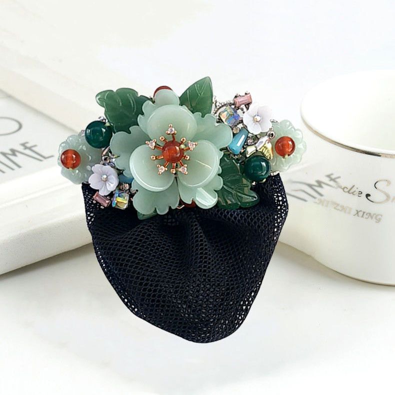 Vintage Spring Clip Hair Net Hairpin, Versatile and Elegant, Handmade for Adults, Elegant Tail Clip for Updo, Stylish Hair Accessory