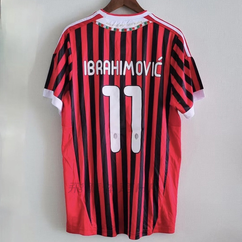 11-12 Ac Milan Home and Away Number 7 Pato, Number 11 Ibrahimovic, Number 9 Inzaghi, Nesta, Ueteey Football Jersey