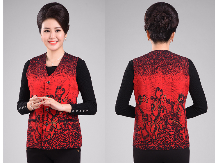 Mùa xuân trung niên và tuổi già áo sơ mi nữ mới trung niên mẹ ngắn tải vest mỏng vest vest thoi trang cong so