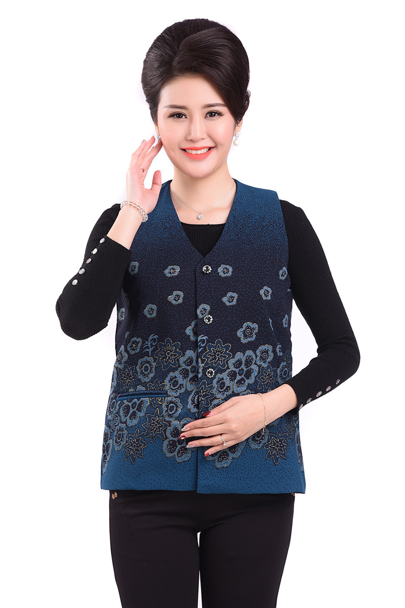 Mùa xuân trung niên và tuổi già áo sơ mi nữ mới trung niên mẹ ngắn tải vest mỏng vest vest thoi trang cong so