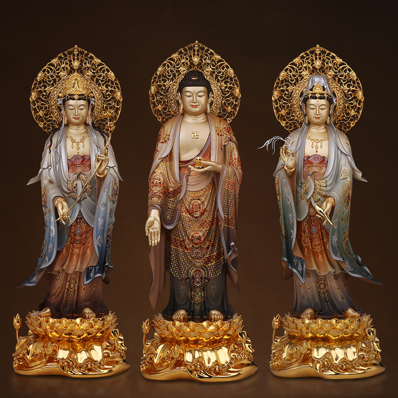 Boutique painted western Sant' Buddha like a pendulum mass to worship Guanyin Bodhisattva station like the Amitabha Buddha bronze statue