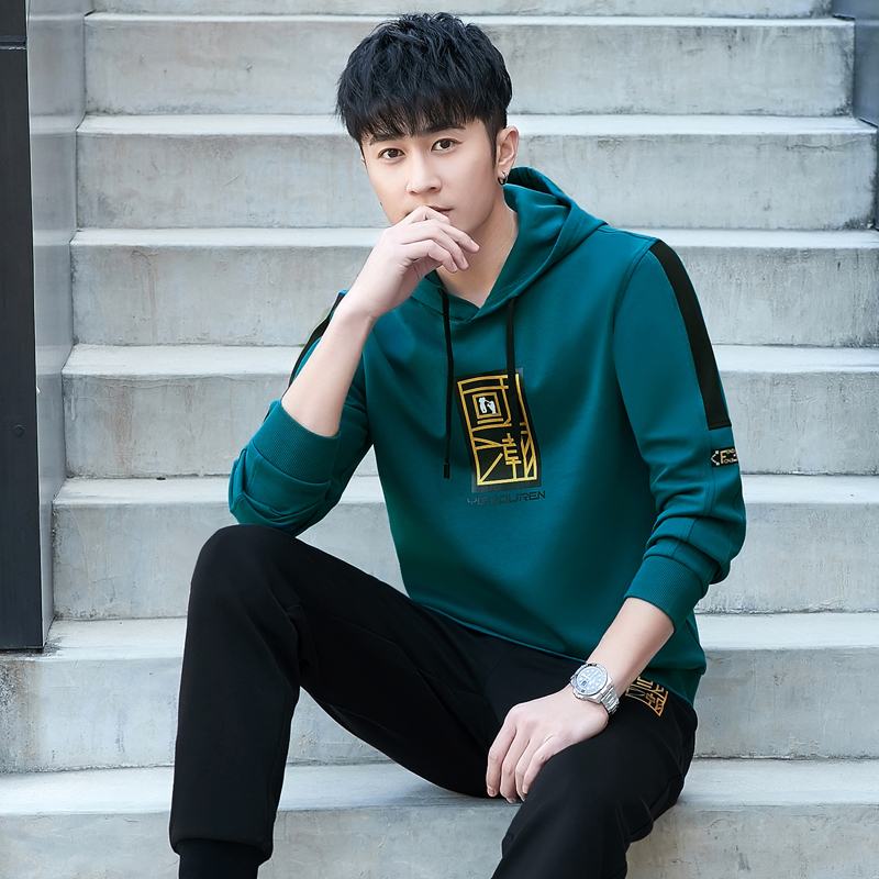 Sports suit Men's spring and autumn leisure youth suit with handsome 2021 new national tide sweater two-piece set