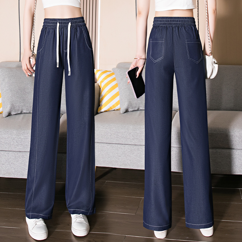 Denim Blue Casual Tencel Jeans for Women, Narrow Wide-Leg Pants, High-Waisted Loose Women's Pants, 2026 Spring/Summer Women's Pants Denim Blue Casual Tencel Jeans for Women, Narrow Wide-Leg Pants, High-Waisted Loose Women's Pants, 2026 Spring/Summer Women's Pants