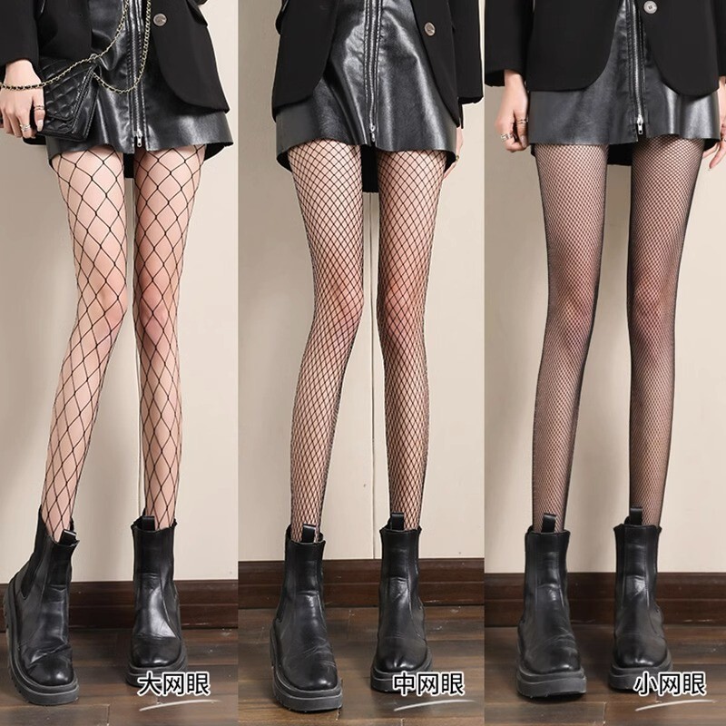 Hollow Mesh Fishnet Stockings, Sexy Black Silk Thin Stockings, Summer Jk Over-The-Knee Lace Pantyhose