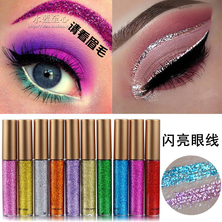 Color liquid eyeliner, waterproof eye head brightening crystal pearlescent shiny children's stage performance eye shadow lying silkworm pen COS