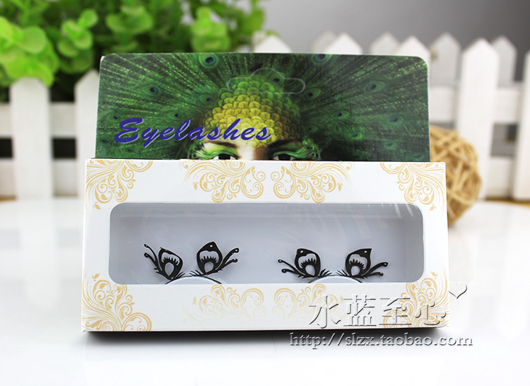 Cắt lông mi giả bằng giấy Ảnh cá tính cụ thể phóng đại ren đen sáng tạo màn trình diễn trang điểm lông mi mi giả nam châm