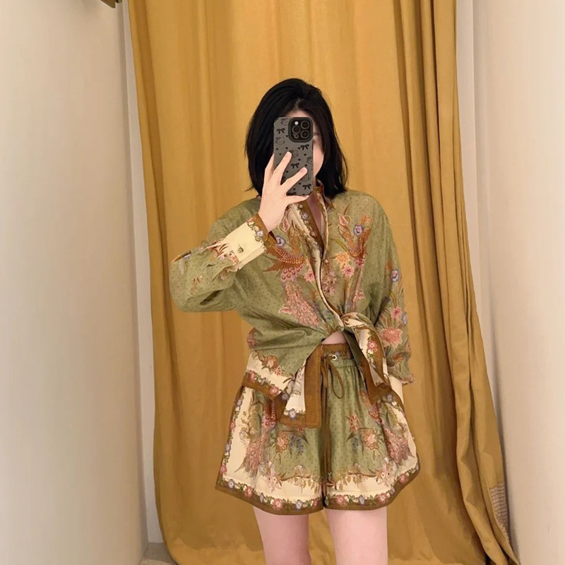 Zimm Australian Luxury Clothing High-End Custom 2026 Spring-Summer Holiday New Style Silk Scarf-Style Printed Long-Sleeved Shirt Long Suit