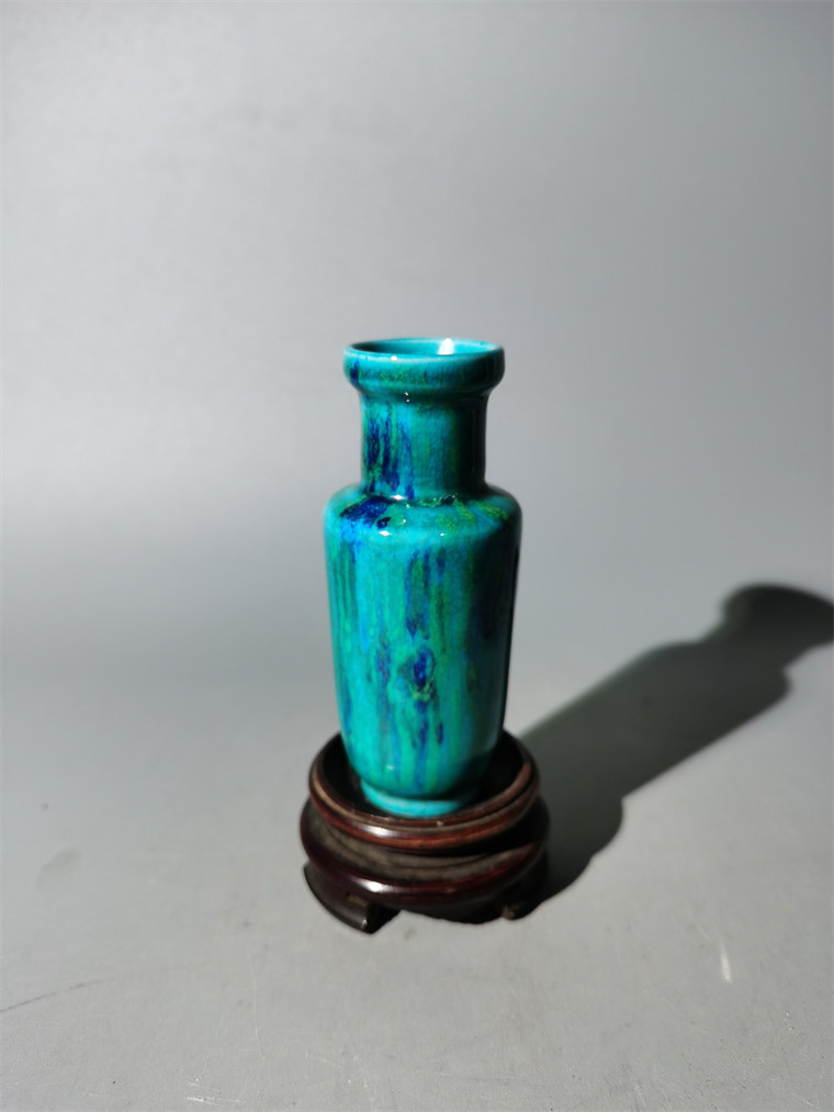 民国孔雀蓝釉小瓶包老老瓷器古玩古董收藏老瓷器青花粉彩