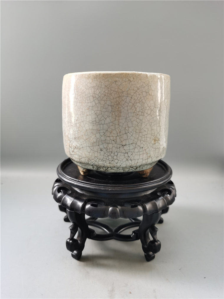 中国美術 哥釉 大香炉 時代物 DT337 哥窯 双耳香炉 中国古玩 中国美術