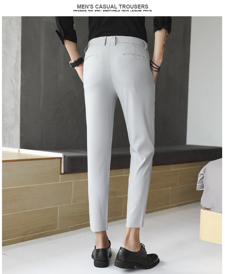 Quần mùa thu nam giản dị Slim xu hướng hoang dã Phiên bản Hàn Quốc của quần chín trẻ trung quần nam gió Anh quần âu nam đẹp