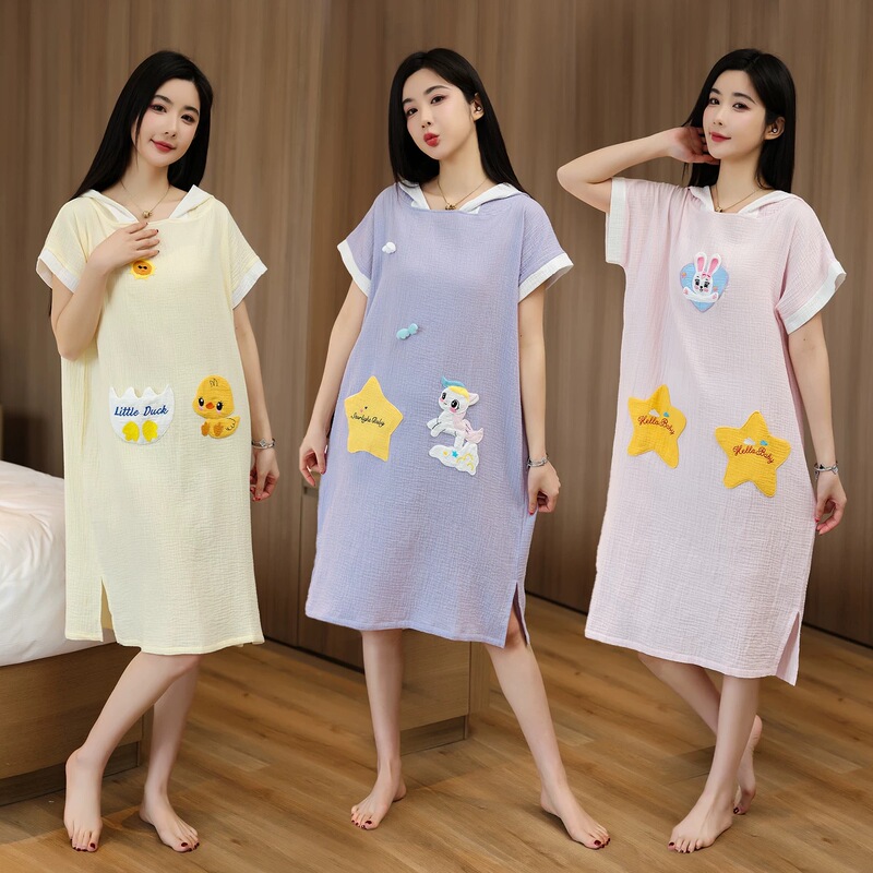 New Bathrobe-Style Bath Towel for Women, Home Bath Skirt for Bathing and Swimming, Absorbent and Quick-Drying, Parent-Child Wrap Towel, Pure Cotton Gauze