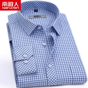 Áo sơ mi nam dài tay nam mùa xuân mới cotton màu xanh kẻ sọc kinh doanh giản dị cotton trung tính áo sơ mi ca rô