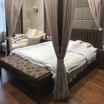 New Chinese style solid wood canopy bed master bedroom modern simple light luxury Chinese double bed 1 8 bedroom wedding bed furniture A