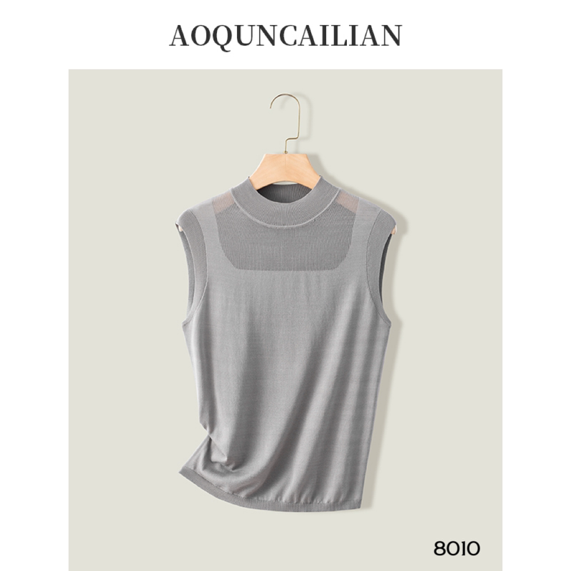 Aoquncailian Spring and Summer New Style Simple, Fashionable and Versatile Casual Sleeveless Round Neck Knitted Vest-8010 Aoquncailian Spring and Summer New Style Simple, Fashionable and Versatile Casual Sleeveless Round Neck Knitted Vest-8010