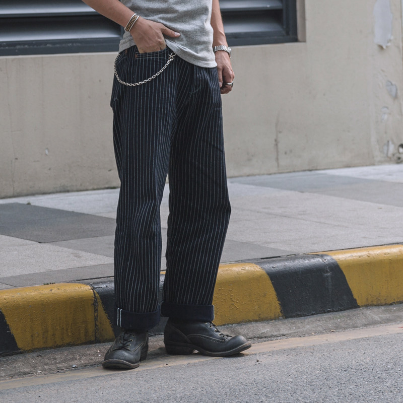 New Product Bronson Lot 879 One Piece Placket Wabash Red Ear Striped Jeans Men