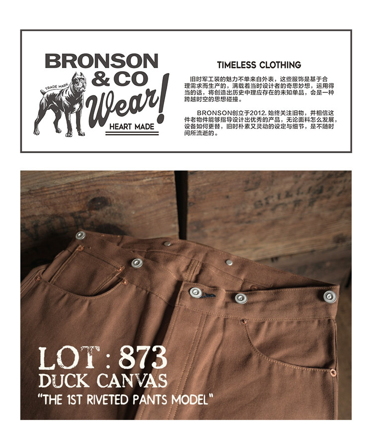 Bronson Vintage 1873 Duck Canvas Work Pants High Waist Trousers