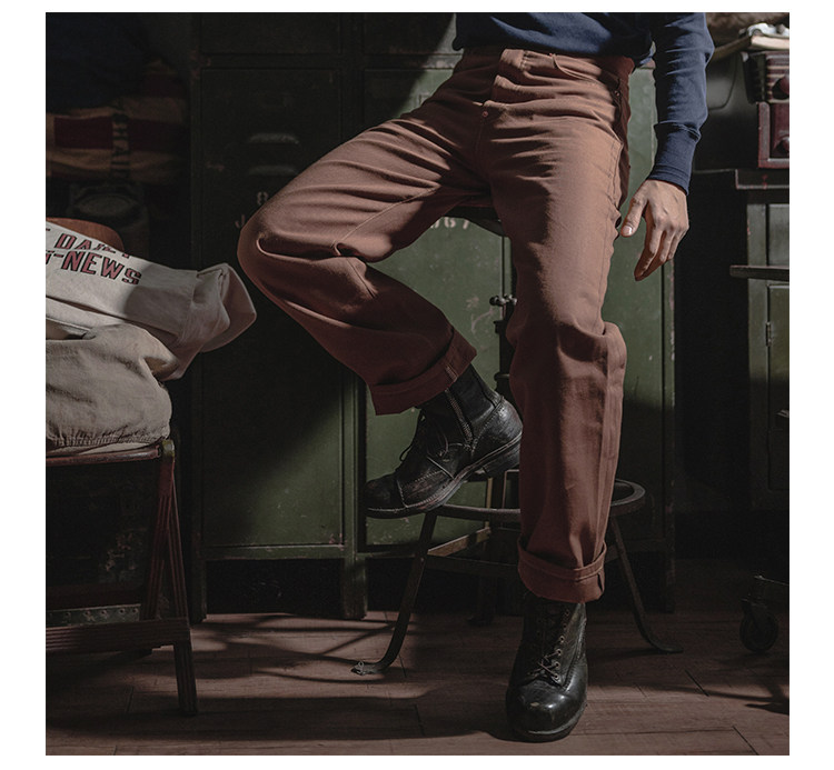 vintage FrenchWork duck pants サスペンダーセット Bronson 1873 Duck Canvas Work Pants Vintage Workwear Trousers High
