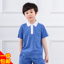 Shenzhen Unified elementary school uniform mens spring and summer sportswear short sleeve top T-shirt