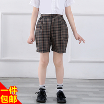 Shenzhen school dress pupil boys spring summer uniform suspender shorts plaid dress plaid shorts