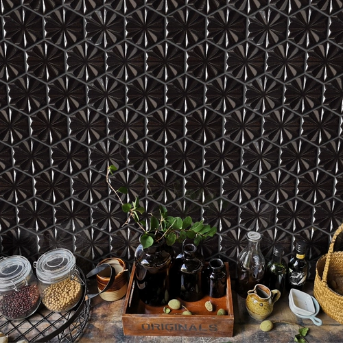 Алмазная керамическая мозаичная плитка шестиугольная настенная плитка для ванной комнаты туалетная кухня Магазин Глазурь Снежинки и снежные фарфоровые ломтики