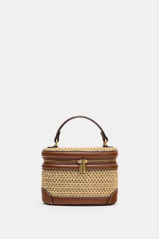 Foreign Trade Cross-Border Women's Bag 2026 New Fashion Stitching Detail Woven Mini Versatile Shoulder Handbag Cosmetic Bag