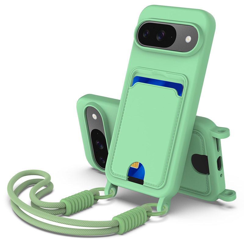 Suitable for Google Pixel 8A Card Holder Integrated Phone Case 11 Pro Liquid Silicone 9 Pro XL Full Coverage 10 Pro XL with Lanyard 10 Protective Case Pixel 9 Soft Case Pixel 10 Pro