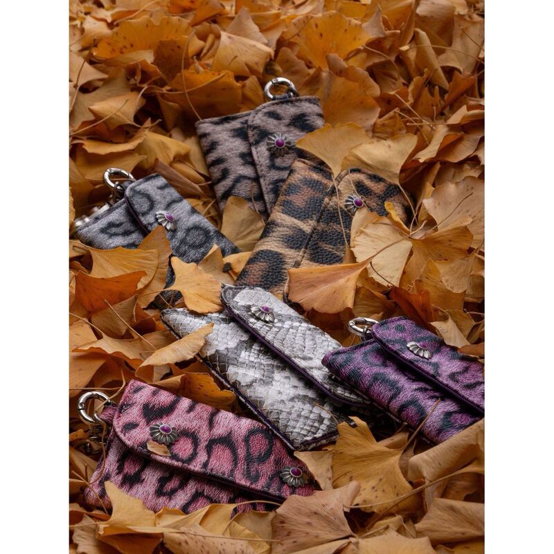 Snake Print Leopard Print Pattern Pu Leather Card Holder Small Wallet Casual Waist Chain Coin Storage Bag