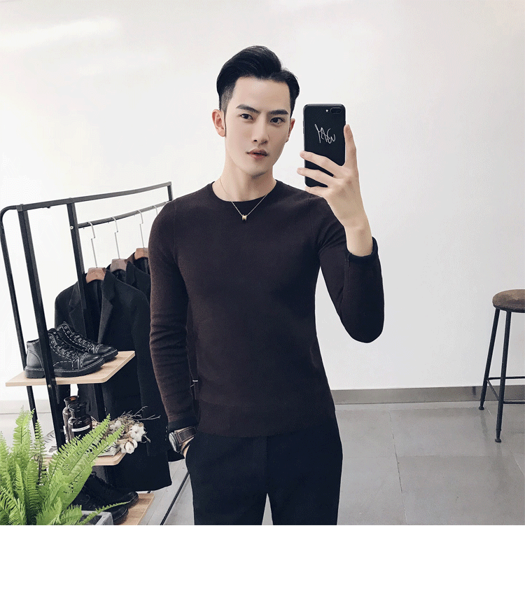 Mùa đông 2018 mới quý ông Anh diện áo cổ tròn hai mặt dệt áo len dày nam áo len nam cổ tròn