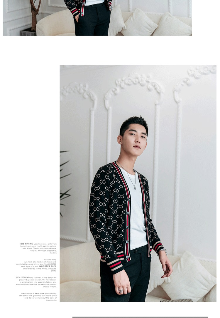 Horizon nam mùa thu và mùa đông chất lượng jacquard slim phiên bản Hàn Quốc của áo len quý ông sang trọng áo khoác cardigan gió áo khoác nam