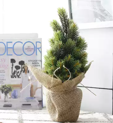 New product simulation green pine needle small bonsai set Christmas tree potted decorative flower fake flower home living room decoration
