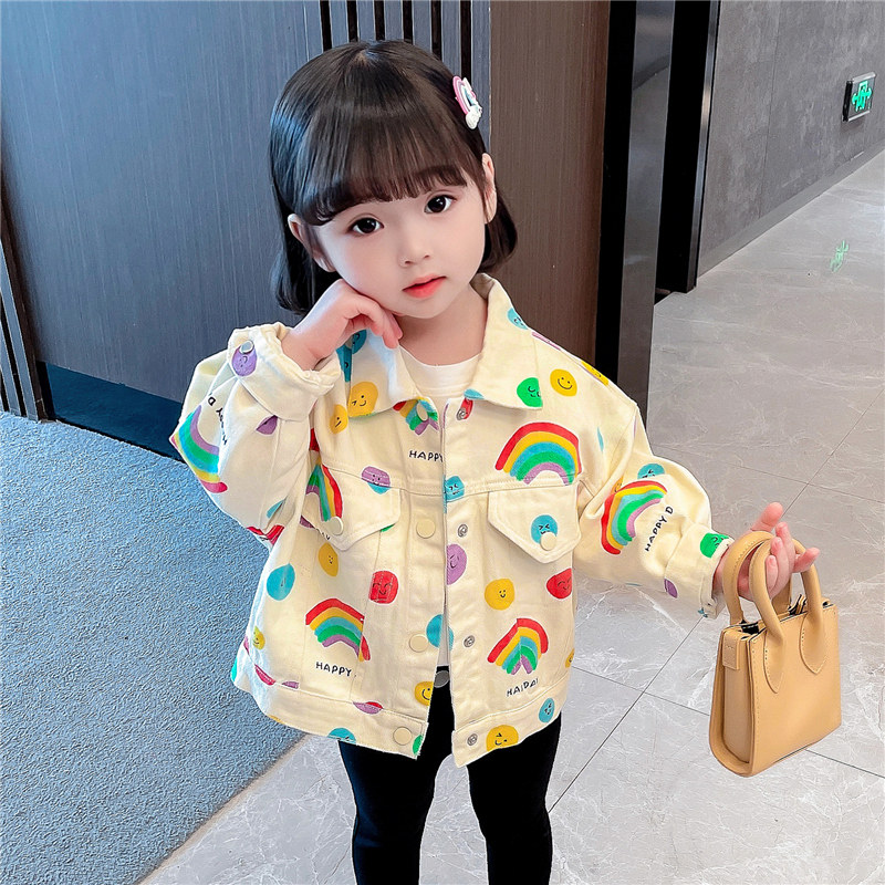 Children's clothes girls and Han - style jeans jacket new 1 - 6 year old baby spring and autumn fashion coat tide